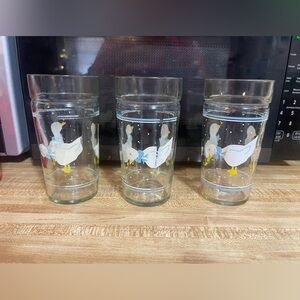 3-Vintage Libbey drinking glasses in the "Farm Country" or "Aunt Rhody" pattern-